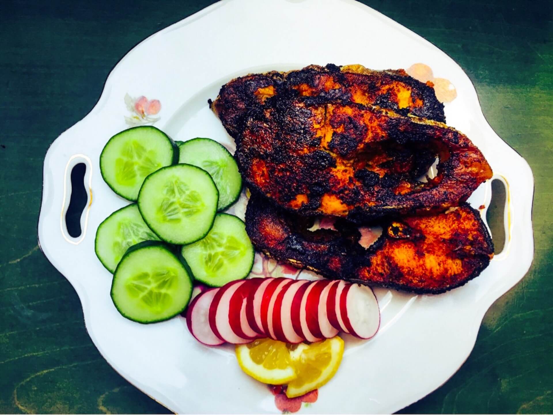 Spicy shallow fried fish steaks